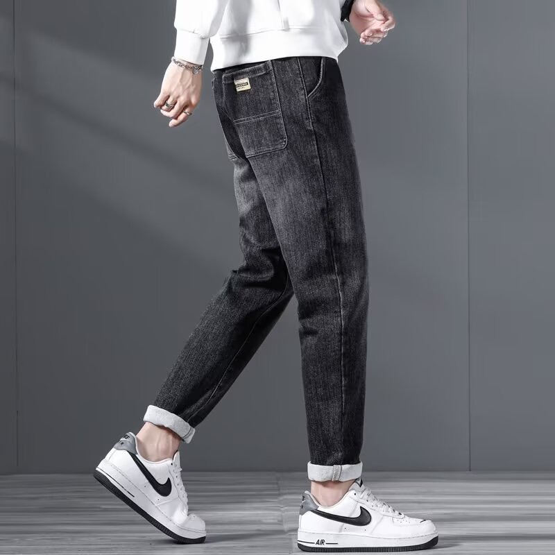 Jeans azules 2026 primavera y otoño nuevo elástico coreano versátil nuevo pequeño recto nueve pantalones de tendencia masculina image 3