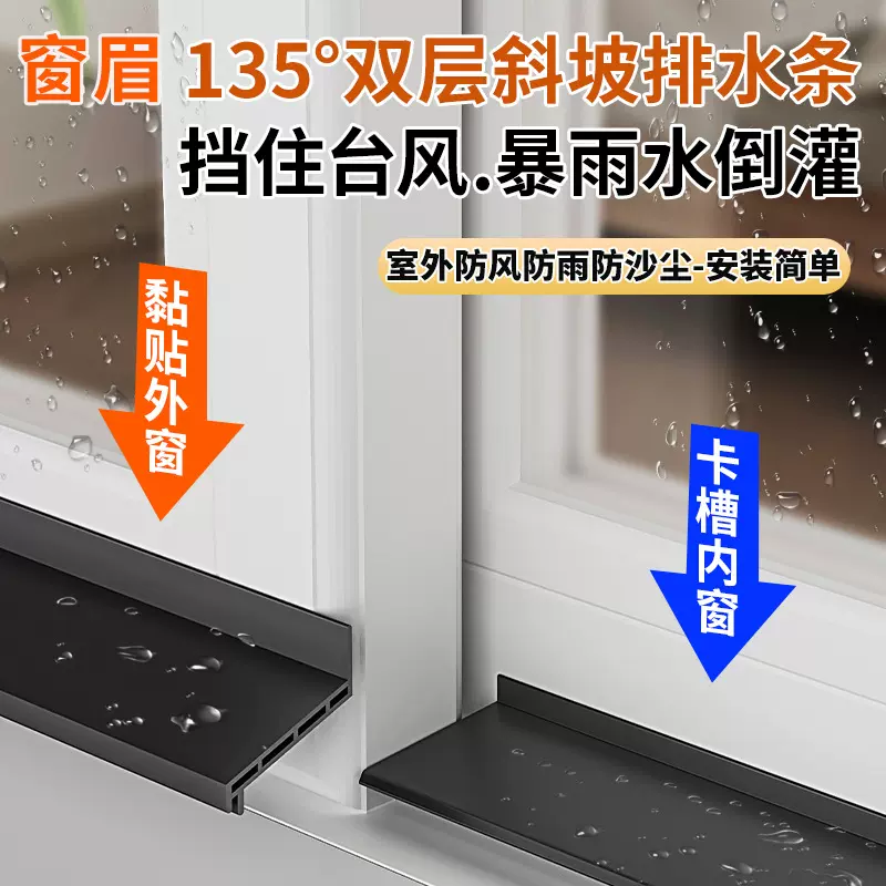 窗户排水导水线防流挂止水条水包砂窗户上沿凹槽条阳台引水线外檐