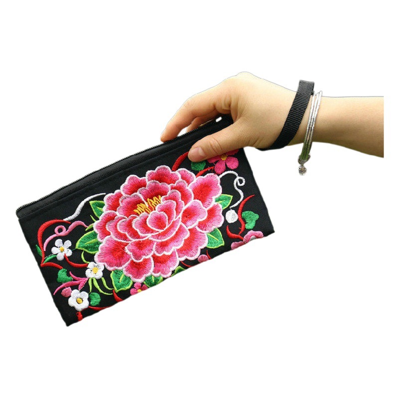 2020 nuevo Yunnan estilo étnico retro larga cartera embrague bolso de mano bordado fuente bienes de fábrica