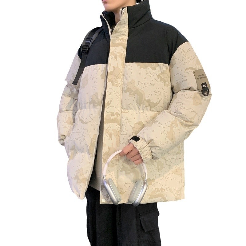 M - 8XL chaqueta de algodón de pluma extra grande hombre invierno suelto de cuello vertical chaqueta de algodón caliente gruesa costura