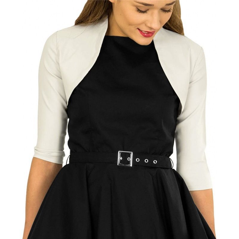 Short-sleeved European and American waistcoat bridal satin jacket long-sleeved round neck black silver champagne matching dress