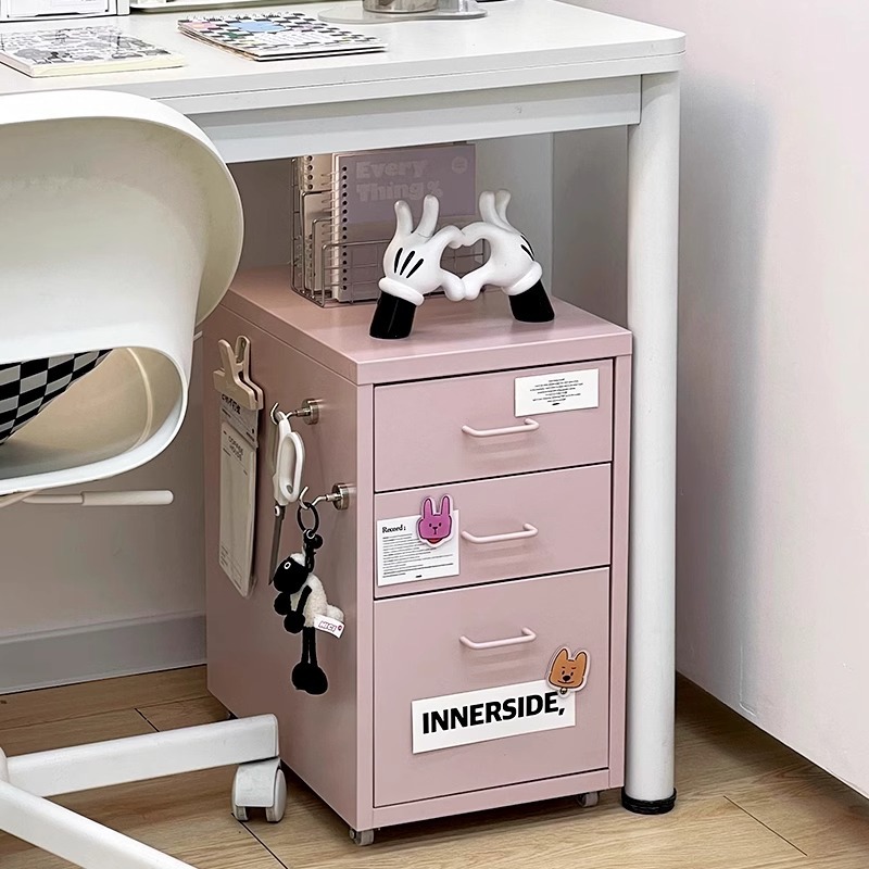Haiermer Storage Cabinet Multi-Layer Steel Storage Cabinet Information File with Lock Iron Drawer Cabinet with Wheel Sandwich Cabinet