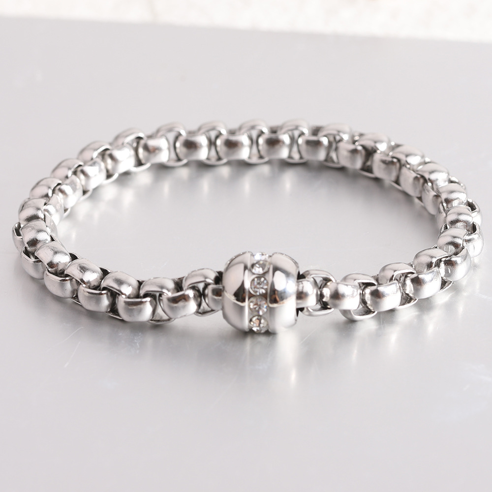 18K Gold Plated Plating Material Simple Style Solid Color Titanium Steel Plating Inlay Zircon 18k Gold Plated Women's Bracelets