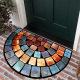Cross-border TEMU Visual Semi-circular Entrance Mat Toilet Bathroom Absorbent Easy-care Foot Mat in stock Labeling