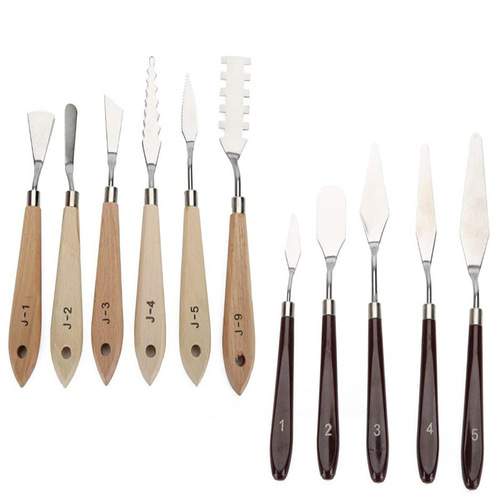 Art oil painting knife new stainless steel color scraper gouache paint scraper 5-piece set foreign trade cross-border supply