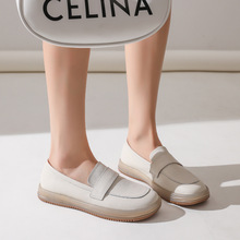 小红人乐福鞋女2025年新款夏季一脚蹬真皮平底软底孕妇单鞋小皮鞋