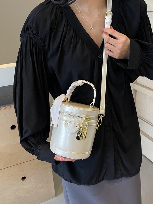 Bolso bandolera mujer 2025 nueva textura bolso de cubo portátil moda moda de alta gama estilo occidental práctico bolso de hombro