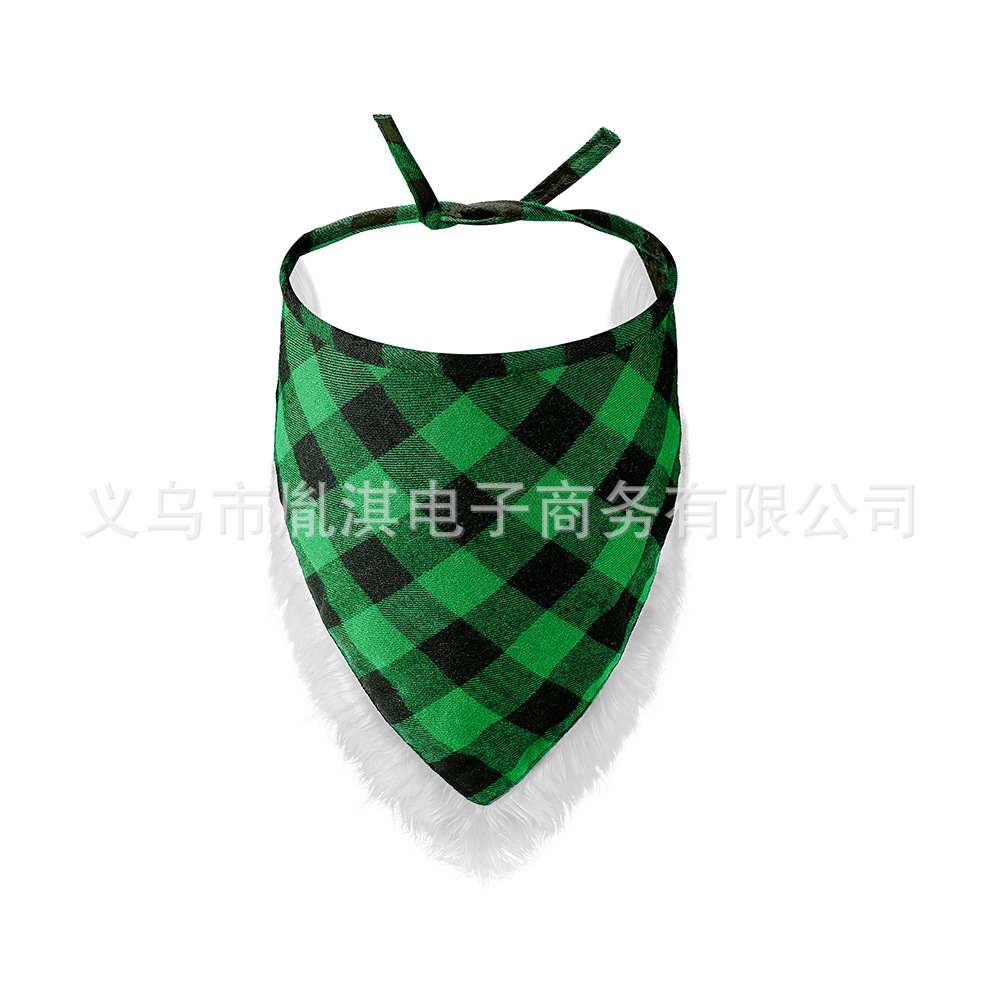 Fábrica transfronteriza nueva Navidad Plaid deshilachado mascota triángulo bufanda perro bufanda Navidad PET-up