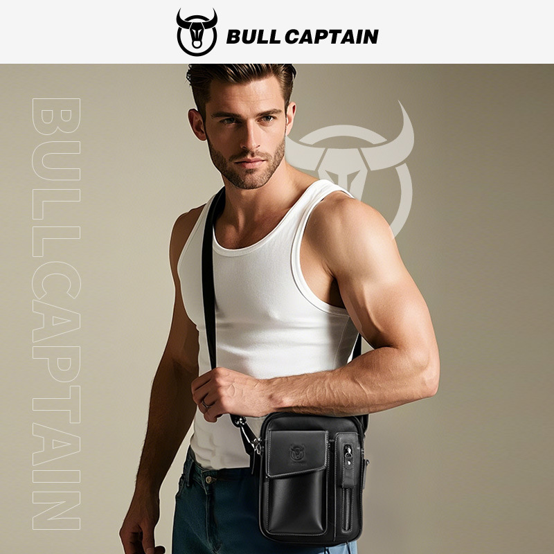 Capitán Niu cuero primera capa de piel de vaca hombro bolsa de mensajero hombres de cuero suave vertical menbag teléfono móvil bolso de hombro de los hombres