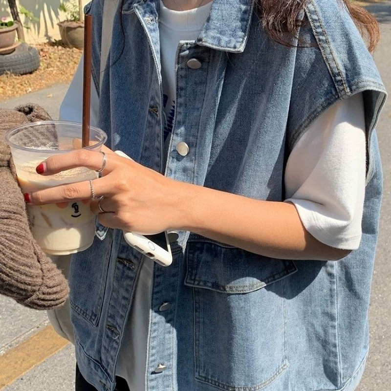 Кроссбордерная торговля? retro denim vest без рукавов? Wait careful: Should avoid words like 