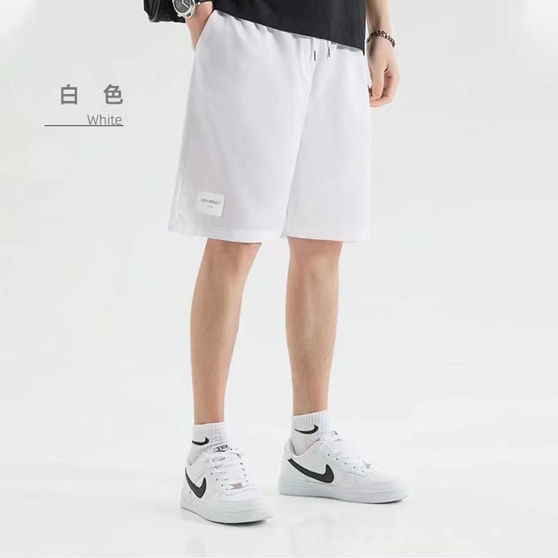 Pantalones cortos de cuero de hielo, pantalones delgados de verano para hombres, pantalones casuales de playa, pantalones deportivos sueltos.