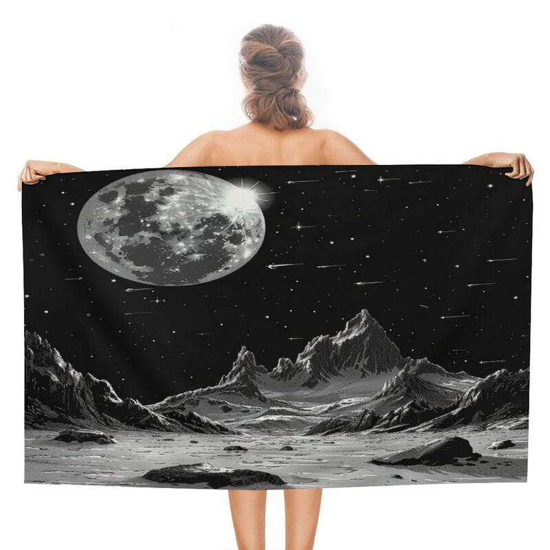 Snow Mountain Fantasy Beach Bath Towel Quick-drying Sand-free Mysterious Moon Starry Night Towel Sports Camping Vacation Gym Water