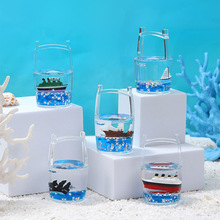 海洋系列创意小船卡通动物入油流沙漂流瓶微景观diy装饰摆件批发