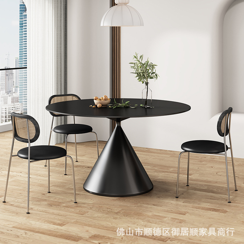 Placa de roca italiana mesa de comedor redonda simple moderna Luz de lujo pequeño apartamento integrado giratoria mesa de comedor Mesa Redonda