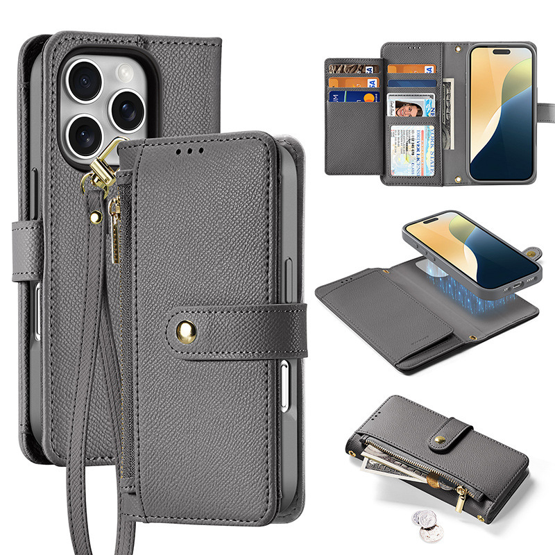 Samsung S25+ 本革磁気携帯電話ケース卸売 Apple 17Pro ツーインワン財布 16e 落下防止ケースに適しています。|undefined