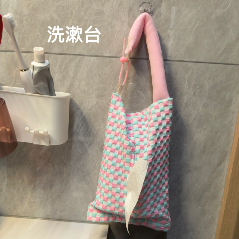 Car-Mounted Tissue Box, Fabric Tissue Bag, Car Tissue Box Supplies, Household and Car Universal Hanging Tissue Box