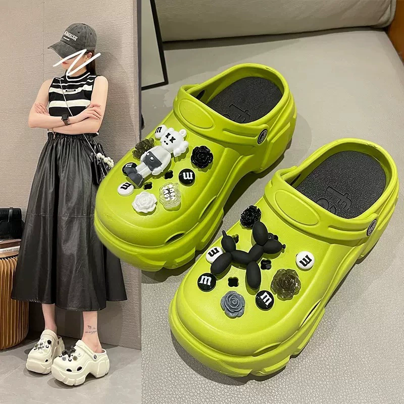 Модные самодельные сабо, увеличивающие рост на 3,5 см, нескользящие, стильные и милые пляжные сандалии для летнего и осеннего использования на открытом воздухе, оптом для женщин.