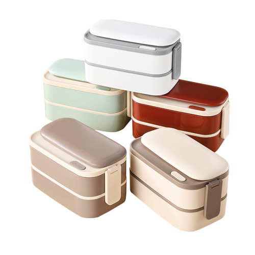 Wheat Straw Lunch Box for Office Workers and Students, Portable Multi-Compartment Insulated Japanese Meal Box Microwave-Safe
