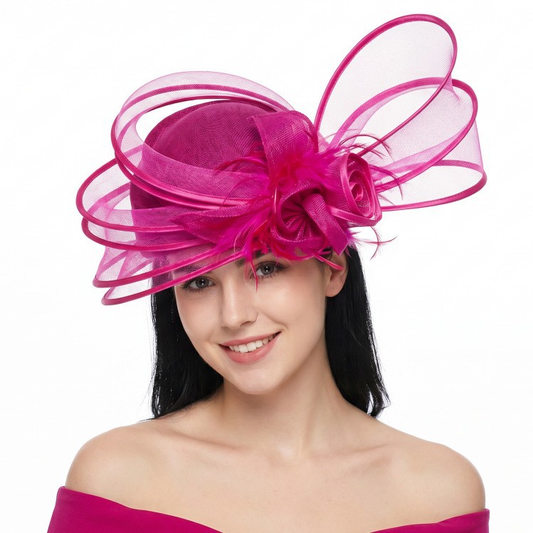 Aliexpress Exaggerated Style Mesh and Linen Hat Bridal Headwear Socialite Family Party Hair Accessory Wedding Runway Hat