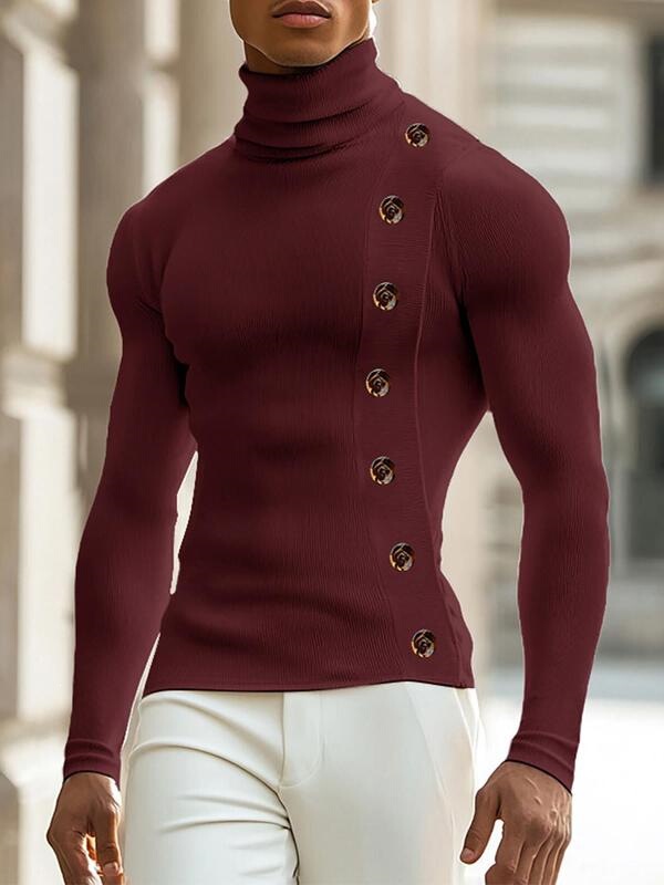Q 72351L Men's High Neck Knit Sweater Q 72351L Men's High Neck Knit Sweater