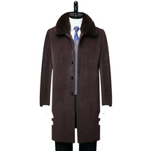 2025冬装加绒加厚男士羊绒大衣长款过膝保暖中年毛呢子外套风衣男