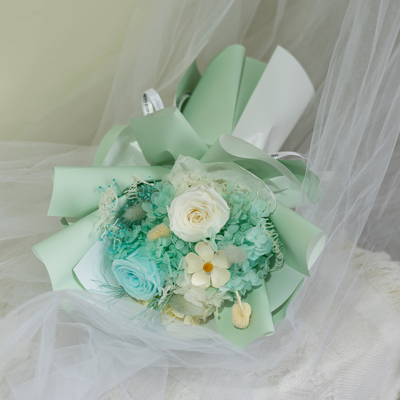 Amazon explosiva flor eterna ramo de rosas regalo de flores reales del día de San Valentín ramo inmortal decoración de alta calidad al por mayor