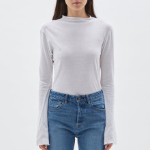 外贸品质~秋新品长袖卷边T恤 长袖直筒卷边扭缝打底衫女款