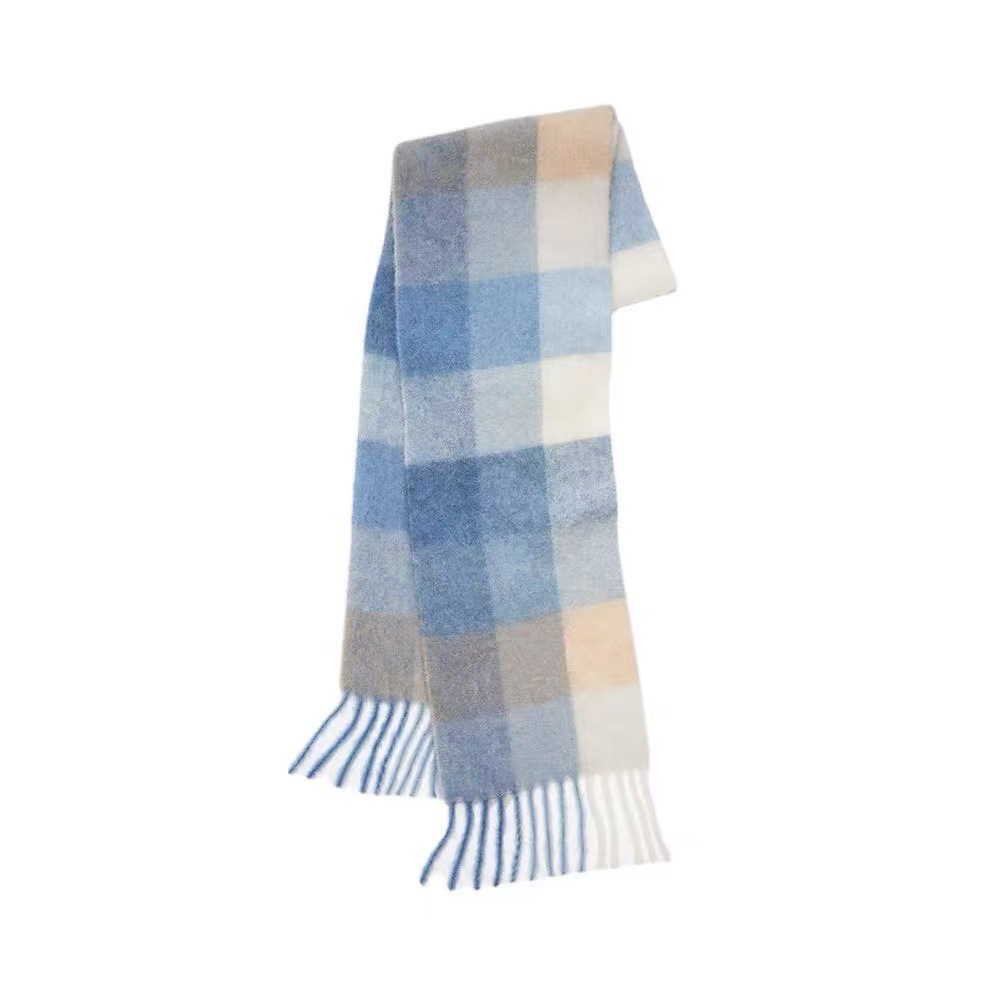Acne Studios Mohair Checked Scarf Light Blue/White/Powder Blue