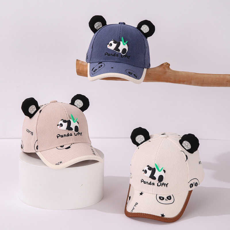 Niños panda sombrero de béisbol primavera y otoño 2024 lindos dibujos animados de invierno de terciopelo de cabecera universal para niños niñas sombrero de lengua de pato