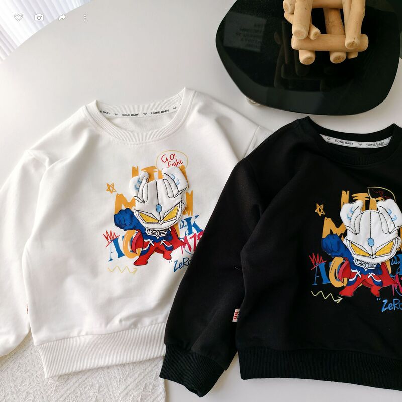 Zhili Children's Clothing 202 Autumn New Men's and Women's Unisex Cute Three-Dimensional Sero Casual Sweatshirt Plaid and Western Style