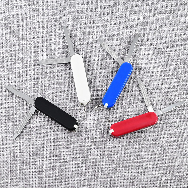 多功能户外小刀不锈钢3开多用途刀 钥匙扣户外礼品军刀胶片折叠刀