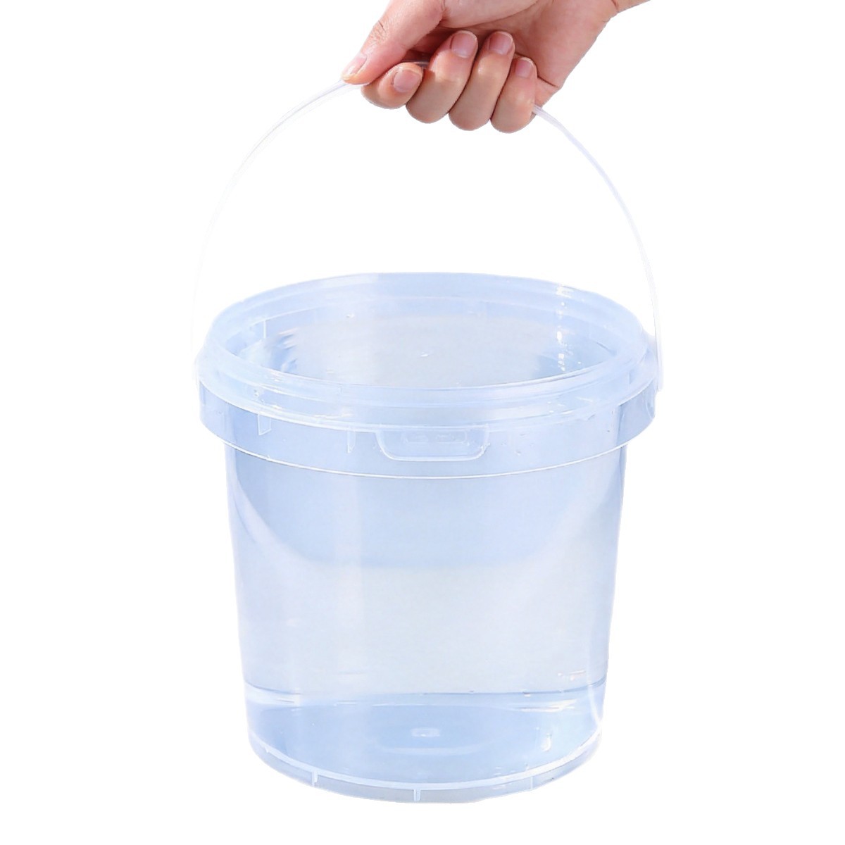 Envase y contenedor de plástico transparente redondo de 5L, grueso y sellado, apto para uso alimentario, para encurtidos, verduras en conserva, frutas y condimentos.
