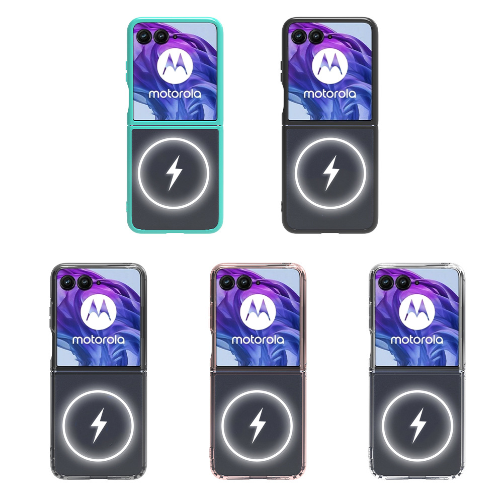 Aplicable a MOTO Razr + 2024 / 2025 succión magnética plegable unida caja de teléfono móvil transparente a prueba de caídas plegable hacia arriba y hacia abajo