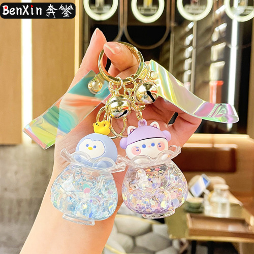 Oil-infused luminous bubble beads Sanrio acrylic quicksand bottle key chain pendant wholesale key chain gift pendant
