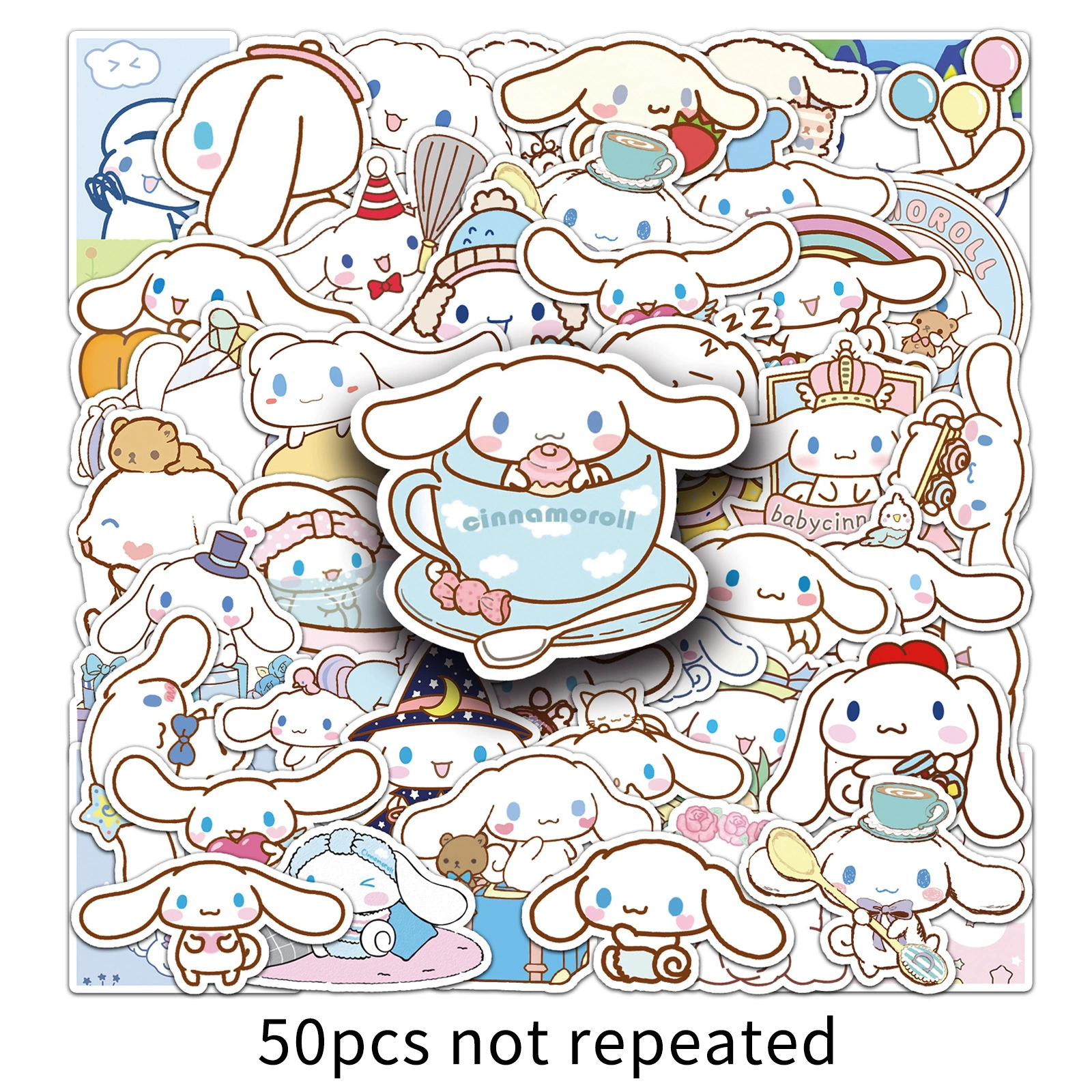 50 штук наклеек Cinnamoroll собака Cinnamoroll длинноухая собака Санрио мультяшный милый DIY водостойкие декоративные наклейки