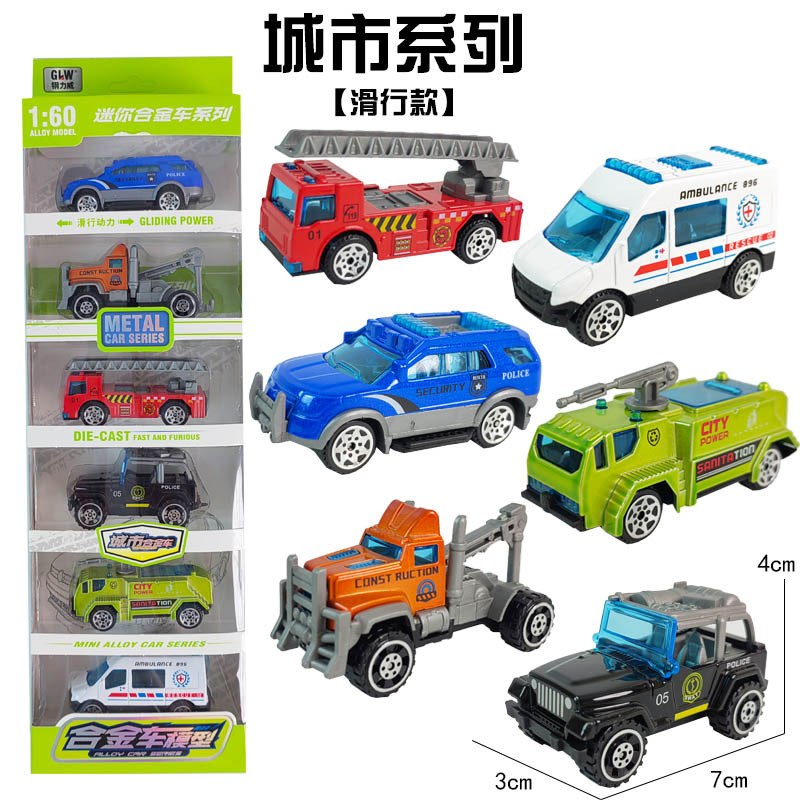 Auto de ingeniería de aleación de bolsillo transfronterizo mini excavadora camión de bomberos tanque militar coche de juguete coche de niño