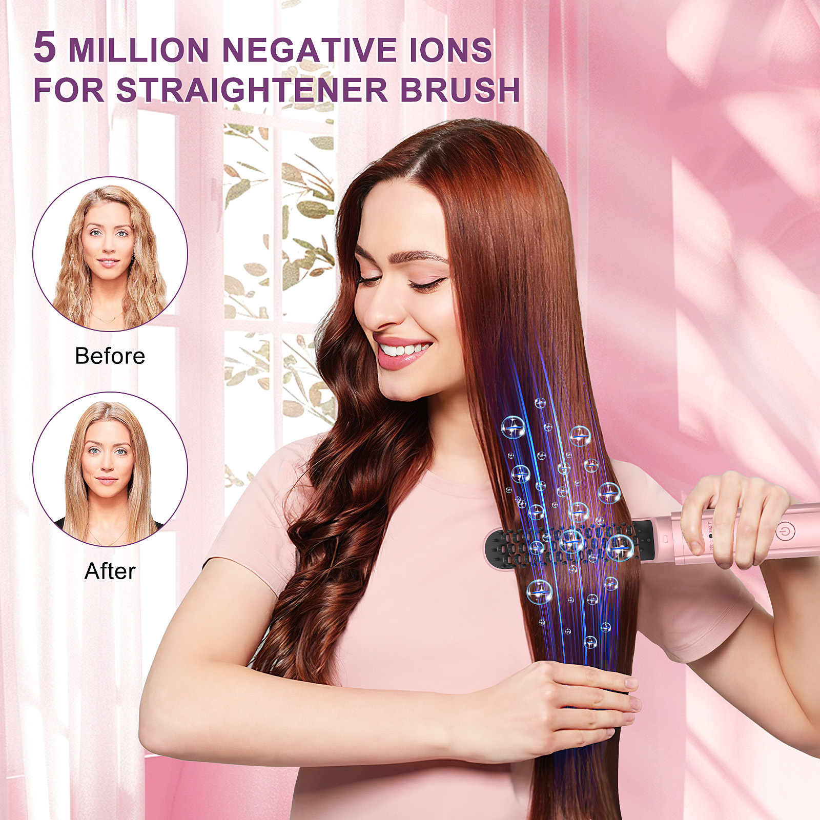 Transfronterizos de América del Norte explotando el cabello recto conjunto de placa de peine eléctrico portátil de iones negativos no lesionar cabello inalámbrico alisador de cabello al por mayor