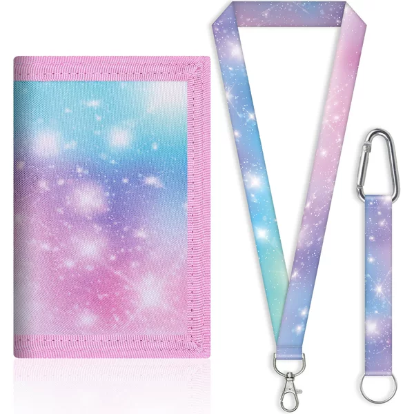 Canvas Wallet for Female Students Three Folding Short Fashionable Pink Senior high school Teenage Simple Small Keychain Neck Hanging Money