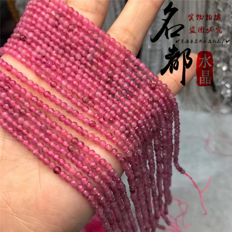 名都水晶天然紅碧璽サッカー面彫刻面カット面散珠DIYアクセサリー部品半製品卸売り|undefined