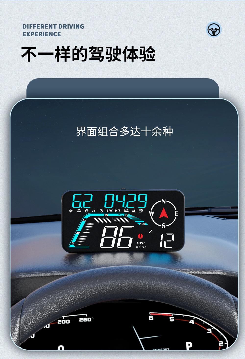 Cross-Border Car Hud Head-Up Display Car Universal Gps Car Speed Altitude High-Definition Multi-Function Instrument G12