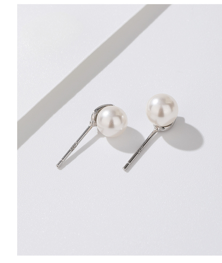 1 Pair Simple Style Geometric Solid Color Imitation Pearl Sterling Silver Ear Studs display picture 2