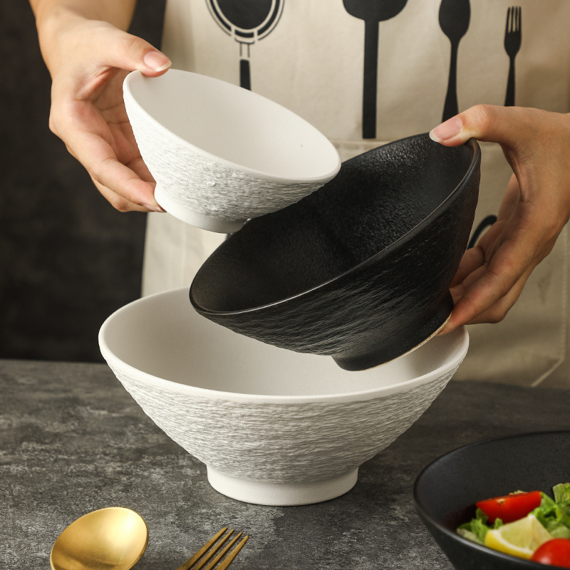 Japanese Style Roodle Bowl Bucket Bowl 8 Inch Noodle Bowl Household New Ceramic Large Bowl 7 Inch Soup Bowl 5 Inch Rice Bowl