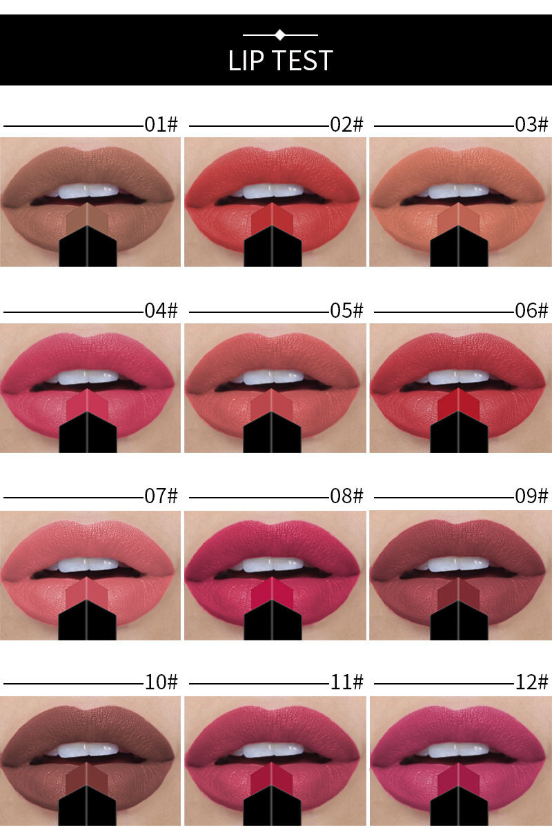 VIBELY European and American small gold bar non-stick cup matte Lipstick 16-color gold tube nude lipstick export wholesale beauty products undefined