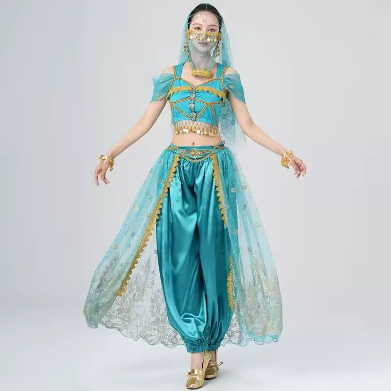 Индийская одежда для танца живота танец Западного региона наложница народный танец Экзотический Стиль Одежда для выступлений Новый Cos костюм принцессы Жасмин
