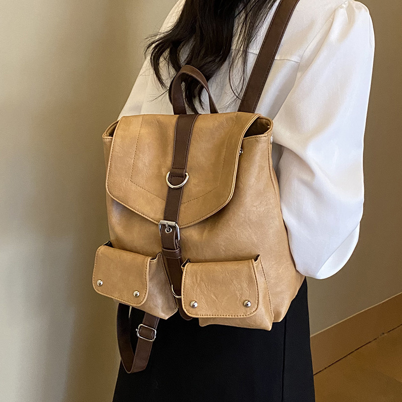 Demi-season retro capacious backpack