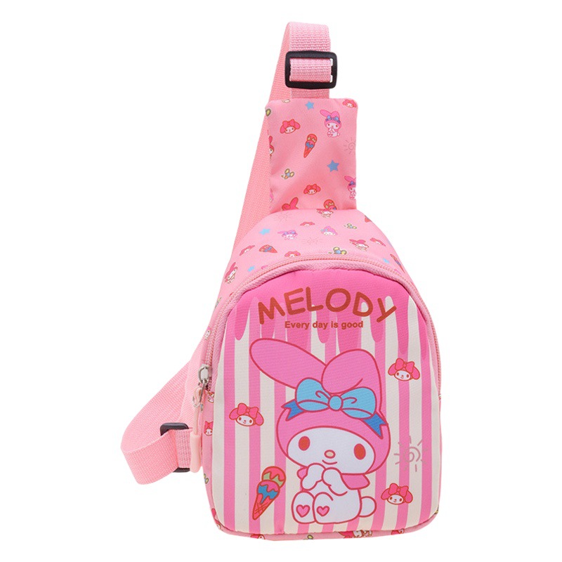 Children's Chest Bag, Japanese and K-Style, Casual Snack Bag for Outings, Cartoon Printed Shoulder Bag, Women's Trendy and Versatile Children's Crossbody Bag