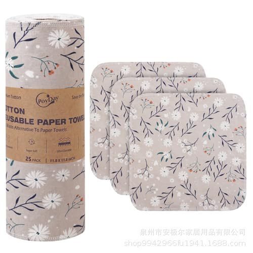 Washable Cotton Paper Towels, Absorbent and Reusable, Paperless Towels, Multifunctional Kitchen Paper Towels, Lazy Rags