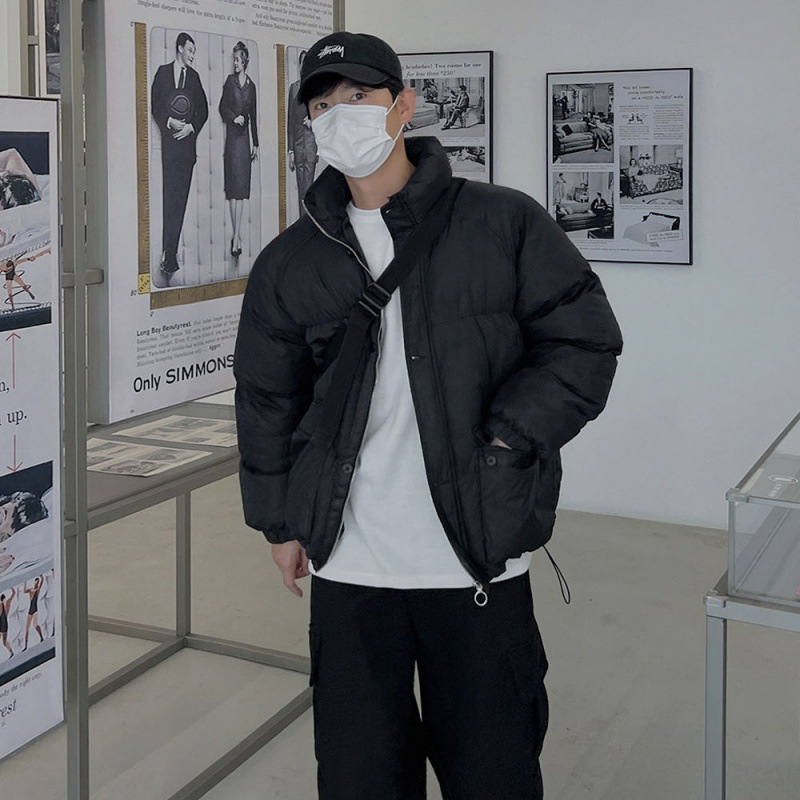 MYQ collar de pie Chaqueta de algodón acolchado invierno de los hombres Nuevo estilo coreano de moda retro engrosada chaqueta acolchada de algodón suelta chaqueta acolchada de algodón caliente