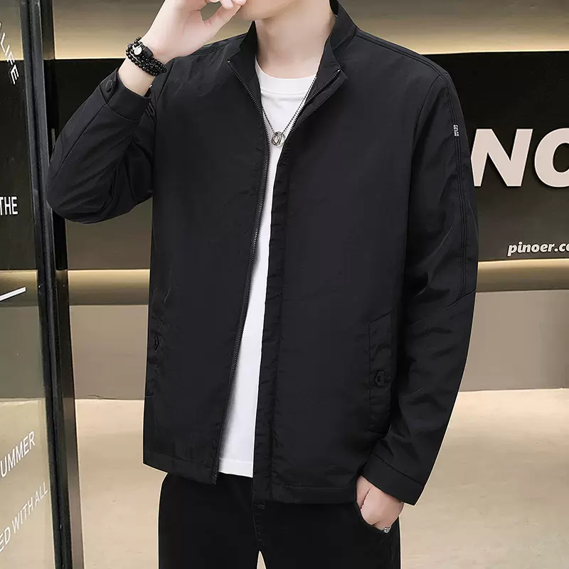 2026春秋季新款立领外套休闲宽松夹克男装高级感工装外套山系上衣