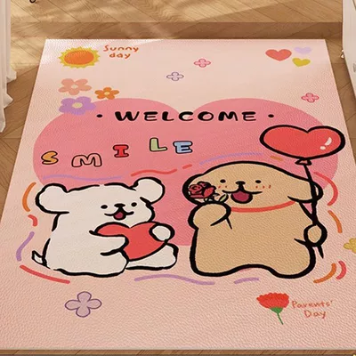 Avtomobil döşəmə paspasları, Leather Door Mats for Changing - line-pink-dog-vertical-version-4060cm-5mm-foam-leather-default-square